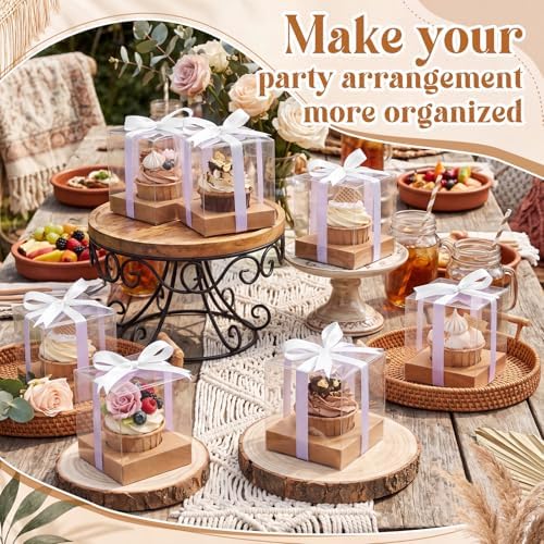 Thenshop 50 Pcs Clear Cupcake Boxes Individual 3.5 Inch, Kraft - Image 4