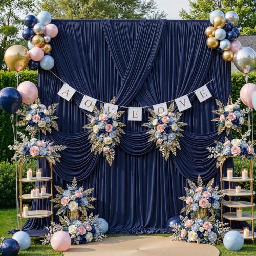 30x12ft Navy Blue Backdrop Curtains, Navy Blue Drapes for Backdrop Draping Fabric for Wedding Party Bridal Baby Shower Prom Birthday Graduation 5x12FT, 6 Panels - Image 6
