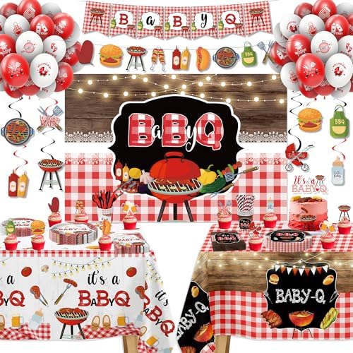 Baby Q Baby Shower Decorations, Red Gingham BBQ Baby Shower Supplies - Image 6