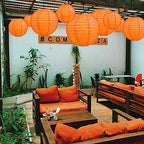 Quasimoon PaperLanternStore.com Ultimate 20-Piece Persimmon Orange Paper Lantern Party Pack - Assorted Sizes of 6, 8, 10, 12 Inch (5 Round Lanterns Each) for Weddings, Birthday, Events and Decor - Image 4