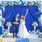20ft x 10ft Royal Blue Backdrop Curtain for Parties Blue Wrinkle Free Backdrop Drapes Panels for Baby Shower Birthday Party Wedding Photo Photography Polyester Fabric Background Decoration - Image 2