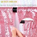 Backdrop Curtains Blush Pink Glitter Sequin Photo Curtain 6 Panels 2ftx8ft - Image 5