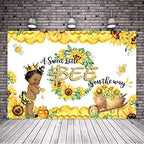 Mocsicka Bee Baby Shower Backdrop Honey Girl Sunflower Honeycomb Vinyl Background 7x5ft Yellow Honeybee Gold Crown Baby Shower Backdrops for Photography Baby Shower Decorations - Image 4