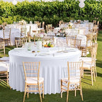 4 Pack White Round Spandex Tablecloths for 72in Tables, Stretchy Fitted 6FT Round Table Covers with Skirt for Wedding Party Dining Banquet - Image 6