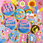 156Pcs Girls Birthday Party Decoration Set Cartoon Teacher Paper Plates and Napkins Happy Birthday Banner Hanging Swirls Cupcake Toppers Tablecloth for Girls Baby Shower English Teacher Party Supplies - Image 4