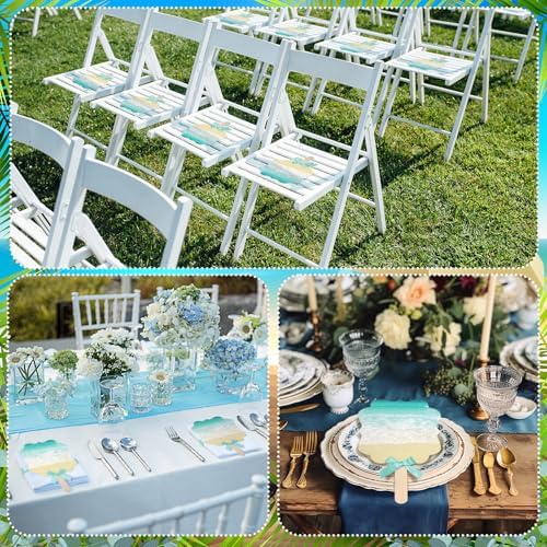 Huwena 50 Sets Wedding Fans for Guests Thank You for Celebrating with Us Fans Hand Fans Handheld Folded Fan Baby Shower Favors for Bridal Bridesmaid Gift Church Dancing (Blue and Green,Beach) - Image 5