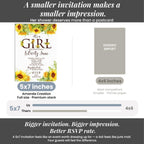 Amanda Creation Sunflower Baby Shower Invitations for Girl, It's a Girl Floral Design, Personalized Baby Shower Invitations, 20 Personalized 5x7 Double-Sided Cards with White Envelopes, Made in USA - Image 7