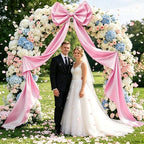 Large Pink Bow Decor, Double Layer Satin 80x20 Inches - Image 6