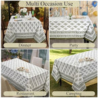 Ridhi Block Print Nature Spring Rectangle Cotton Tablecloth 108" x 60" Reusable Table Cover Decorative Everyday Use for Dining, Farmhouse, Home Gift for Spring, Easter, Valentine - Image 5
