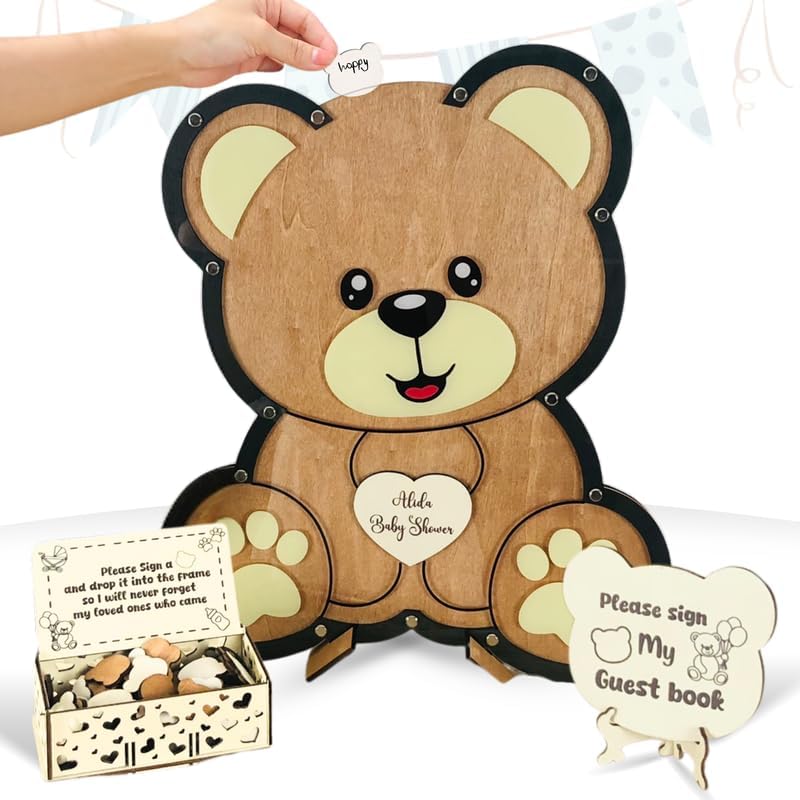 Teddy Bear Baby Shower Guest Book Alternative, Boy Drop Box Frame Keepsake by Handmade
