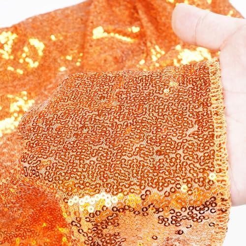 Poise3EHome Orange Sequin Backdrop Curtains, 4 Panels 2FTx8FT Glitter Background for Halloween Party Birthday Party Wedding Christmas Thanksgiving Holiday Festival Decor - Image 4