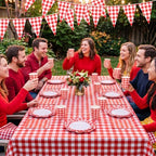 Red 254 Pcs Gingham Plates Napkins Party Supplies for 50 - Image 4