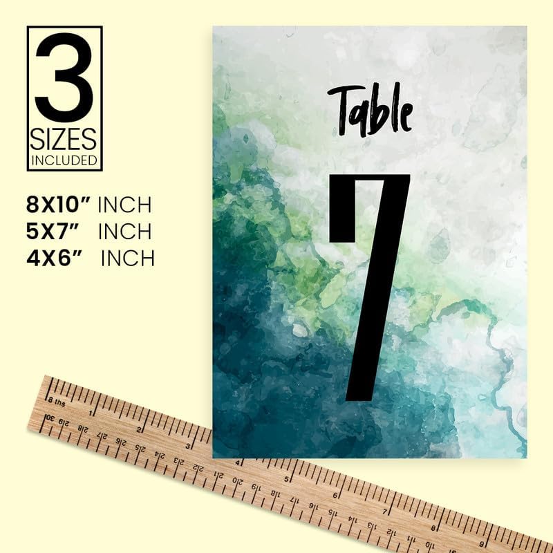 ANANYA FASHION & CRAFTS HUB Watercolor Graphic Wedding Table Number Cardss 1-100 Double Sided With Head Table For Reception Event Party Baby Shower Birthday 5x7 Inch - Image 4