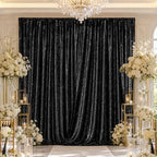 Black Glitter Sequin Backdrop Curtains 8ftx10ft Photo Drapes - Image 4