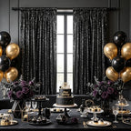 Black Glitter Sequin Backdrop Curtains 8ftx8ft Photo Drapes - Image 2