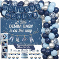 A Little Denim Baby Is On The Way Baby Shower Decorations Kit Includes Backdrop Banner Balloon Boxes Mom To Be Sash Cake Toppers 75 Balloons Denim And Diamond Gender Reveal Decor for Boy by Diartpaint