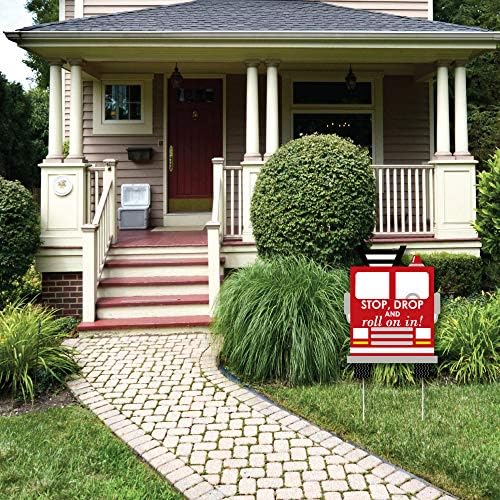 Big Dot of Happiness Fired Up Fire Truck - Firefighter Firetruck Baby Shower, Birthday Party Welcome Yard Sign - Red, 17 inches by 23 inches - Image 3