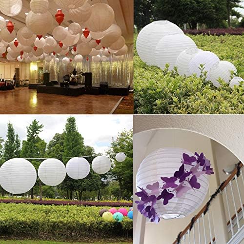 30 Pack White Paper Lanterns 4" 6" 8" 10" 12" Assorted Sizes, CertBuy White Hanging Round Lanterns for Birthday Wedding Baby Shower Festival Christmas Party Decoration - Great for Indoor or Outdoor - Image 7