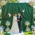 Hunter Green Satin Backdrop Curtains 6 Panels - Glitter Photo Drapes for Baby Shower, 30x10FT Shimmer Back Drop Cloth, Wrinkle Free for Birthday Party Prom Wedding Stage Background - Image 3