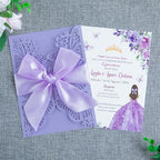 20 PCS 5.12x7.2 Butterfly Personalized Quinceanera Invitation, Customized XV Anos Laser Cut Invitation Cards with Envelopes (Violet Personalized) - Image 2