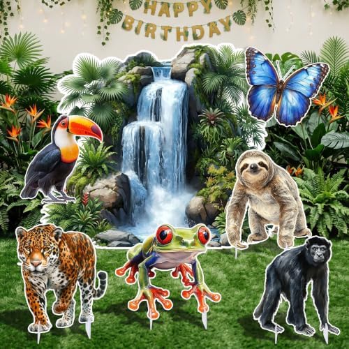 7 Pcs Rainforest Fall Decoration Large Rainforest Jungle Animals Cardboard 2026 Vbs Decor for Jungle Party Favors Safari Themed Vacation Bible School Classroom Decor Baby Shower Supplies - Image 2