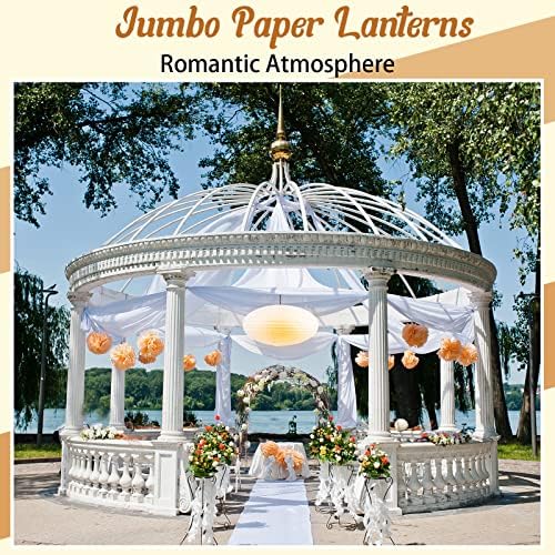Retisee 2 Pcs Oval Paper Lantern Shade for Party Wedding, 24 Inch, White - Image 4