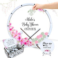 Baby Shower Guest Book Alternative, Circle Floral Wood Drop Heart Box Sign by Handmade