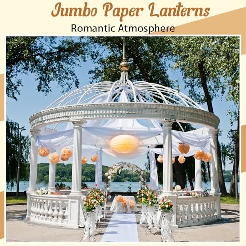 Retisee 2 Pcs Oval Paper Lantern Shade for Party Wedding, 16 Inch, White - Image 5