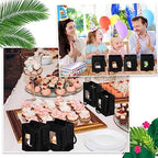 50 Pcs 4 x 2.75 x 4.5 in Black Kraft Paper Gift Bags with Window & Handles - Image 6