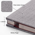 HoneyTolly Large Photo Album Self Adhesive, DIY Scrapbook Album for 4x6 8x10 10x12 Pictures, 60 Pages Linen Cover Memory Book, Ideal Gift for Family Wedding Baby Christmas Anniversary(Grey) - Image 6