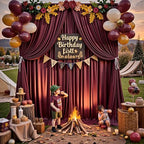 20ft x 15ft Burgundy Backdrop Curtains for Wedding Parties, 4 Panels Extra Long Wrinkle Free Fabric Drapes Photo Backdrop for Baby Shower Birthday Stage Reception Lobby Decoration - Image 4