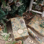 RUSPEPA 30" X 32.8' Kraft Christmas Wrapping Large Paper Roll, Jumbo Roll, Watercolor Pinecone and Eucalyptus Leaf Design, Kraft Gift Wrap for Christmas, Winter Holiday Party, Rustic Natural Theme - Image 4