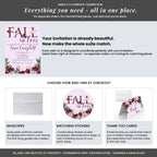 Amanda Creation Fall in Love Bridal Shower Invitations, 30 Personalized 5x7 Purple Bridal Shower Invitations with Envelopes, Purple Peony Autumn Design - Image 6