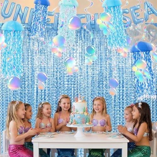 Soulchen 20 Pcs Jellyfish Lantern with Curtain Bubble Streamer, Blue - Image 5