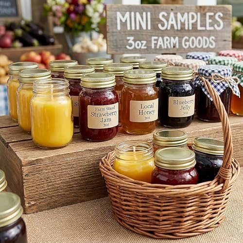 RetroPak Mini Mason Jars with Lids, 24 Pack, 3 oz Glass Honey Jars, Gold - Image 2