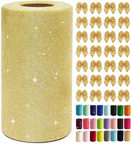 Christmas Tulle Fabric Rolls, 3 Pcs, 6 Inch by 100 Yards (300 feet) Fabric Spool Tulle Ribbon for DIY Tutu Bow Baby Shower Birthday Party Wedding Decorations Craft Supplies (Emerald Green, Red, Gold) - Image 3