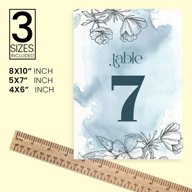 ANANYA FASHION & CRAFTS HUB Blue Watercolor Flower Wedding Table Number Cardss 1-100 Double Sided With Head Table For Reception Event Party Baby Shower Birthday 5x7 Inch - Image 4