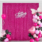 Hot Pink Sequin Backdrop Curtain Panels Stage 2 Pcs 5FTx10FT Wedding Party Background Drapes - Image 3