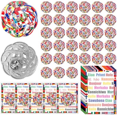 Highergo 48 Sets World Country Flag Enamel Pins by Highergo