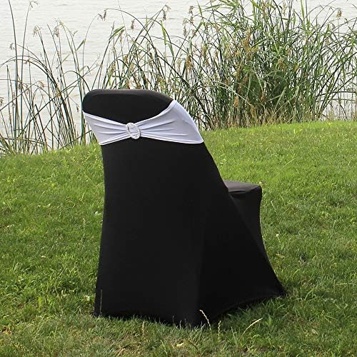 50pcs White Spandex Chair Sashes with Buckle for Wedding Party Banquet Birthday Anniversary Ceremony Reception Celebration Decoration Elastic Stretchable Chair Cover Bow Ribbons - Image 4
