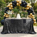 SoarDream Black Sequin Tablecloth 90"x132" Party Glitter Table Cloth by SoarDream