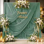 50ft x 12ft Grayish Green Backdrop Curtains for Parties, Wrinkle Free 10 Panels Photo Backdrop Drapes Back Drop Cloth for Wedding Birthday Photography Background Decor by CO-AVE