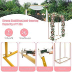 4 Post Rectangular Wedding Backdrop, Portable Pipe and Drape Backdrop Stand for Parties Silver Wedding Garden Balloon Arch Frame for Birthday Parties Banquets Background Decor - Image 5