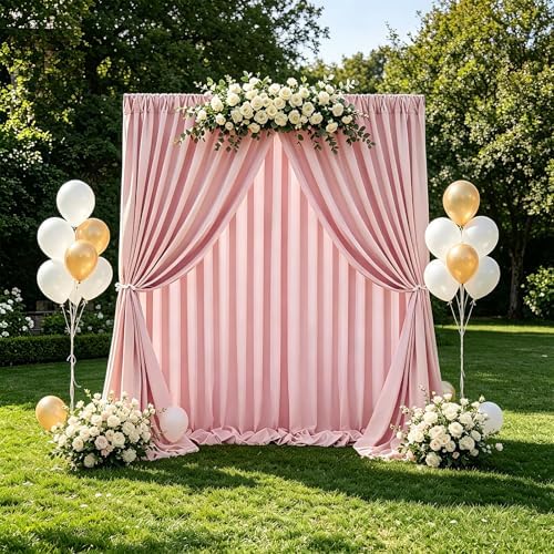 Dusty Rose Backdrop Curtains 20ftx8ft Wedding Polyester Photo Drapes - Image 2