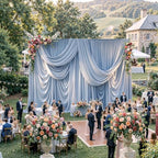 30ftx15ft Dusty Blue Backdrop Curtains for Parties, Wrinkle Free Polyester Photo Backdrop Drapes 6 Panels 15 ft Long Back Drop Cloth Drapery for Wedding Birthday Photography Background Party by Htper