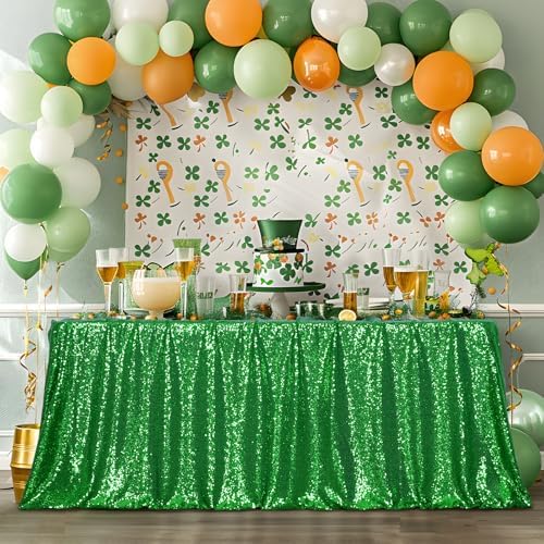 Poise3EHome Green Sequin Tablecloth 90×132 Inch Rectangle Sparkly Fabric Table Cloth for Christmas Baby Shower Birthday Party Wedding Holiday Decoration - Image 2