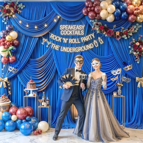 6 Panels Royal Blue Backdrop Curtain for Parties Wrinkle Free Blue Photo Curtains Backdrop Drapes Fabric Decoration for Wedding Birthday Party Baby Shower 30ft(W) x 10ft(H) - Image 2