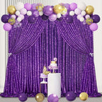 Purple Sequin Backdrop 2 Pcs 5FTx10FT Wedding Glitter Curtain Backdrop Arch Fabric Drapes for Baby Shower Birthday Party Decoration - Image 5