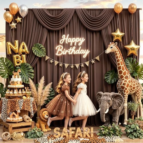 10x14ft Brown Backdrop Curtains for Wedding Party, 2 Panels 14 ft Long Back Drop Cloth, Wrinkle-Free Polyester Drapes for Birthday, Baby Shower, Stage Photography Background - Image 5