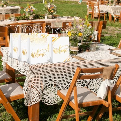 Kosiz 50 Sets Welcome Gift Bags Bulk with Handles and Tissue, White - Image 5